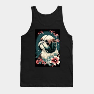 Super Cute Shih Tzu Portrait - Japanese style Tank Top